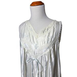 Barbizon VTG Slip Dress Angie Nightgown White Bridal Feminine Lace Mumu Sz Large